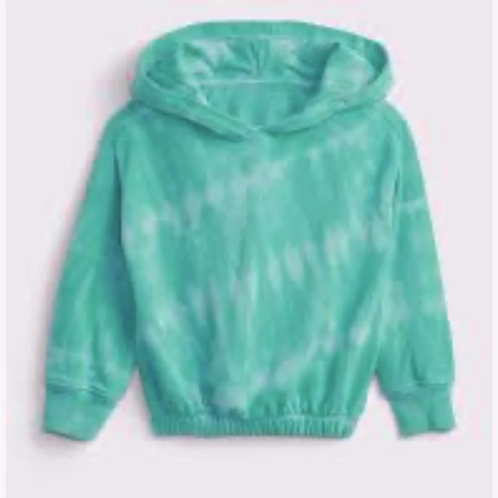 GAP tie dye teal hoodie with elastic waist hem